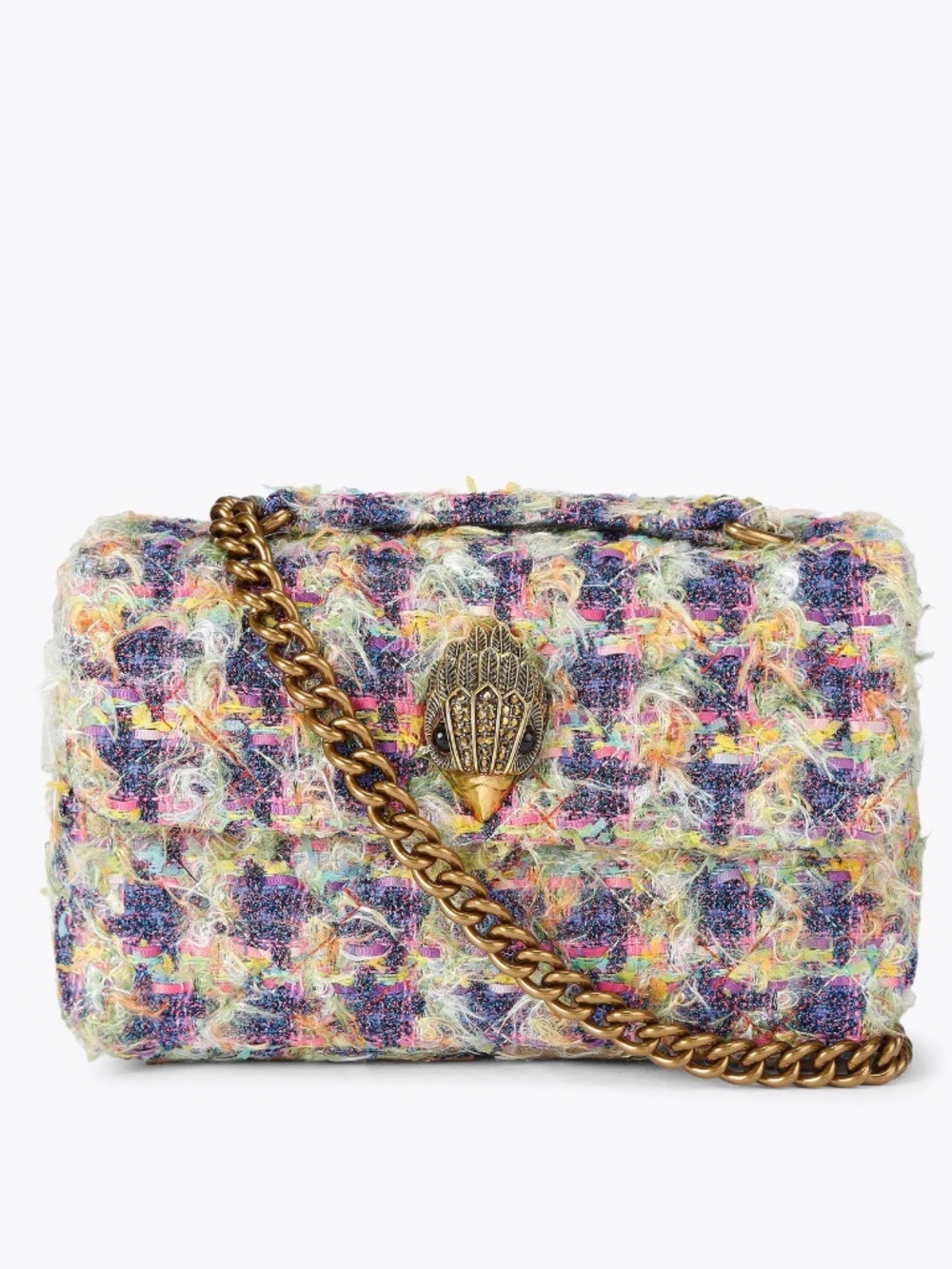 Kurt Geiger London Tweed Multicolor Kensington Flap Shoulder Bag